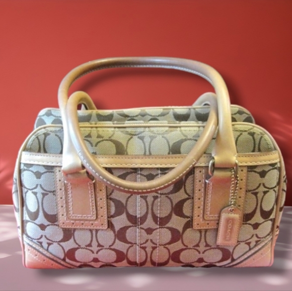 Like New! Coach Hampton Signature Satchel In Monogram Canvas & Vachetta Leather! - Picture 1 of 8